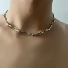 Y2K Wave born silver short necklace