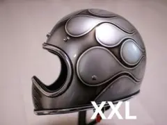 XLミニモト MTXタイプ ビンテージ ヘルメット シルバー黒フレア2