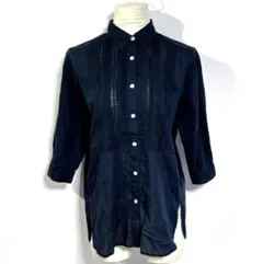 GIANNI LO GIUDICE ピンタックブラウス チュニック【М相当】紺