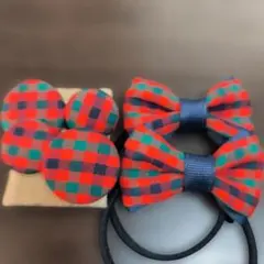 チェック柄ヘアゴムセット