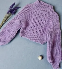 美品【SNIDEL】 ケーブルニット ショート パープル　Fサイズ