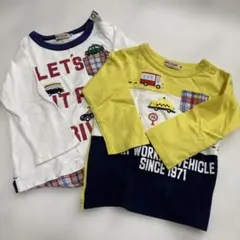 MH 車両プリント 長袖Tシャツ 2枚セット 80cm