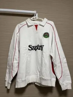 StudentApathy 長袖ポロシャツ ホワイト/レッド