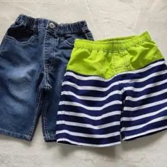 デニムハーフパンツ 水陸両用パンツ 110cm　2枚セット