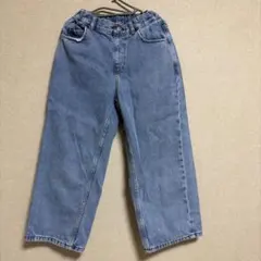 GU GIRLSデニムプルオンワイドパンツ130のサムネイル