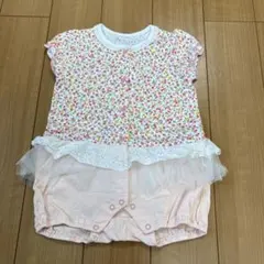 ミキハウス FIRST 花柄ロンパース ピンク系 70cm