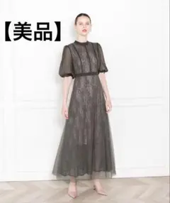 【美品】LEJA ハイウエストチュールレースAランワンピースドレス