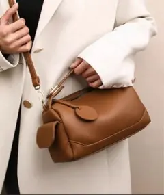 yuue' 2WAYフェイクレザーショルダーバッグ サイドポケット付き