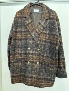 CLASSICAL ELF チェック柄ダブルブレストコート XL