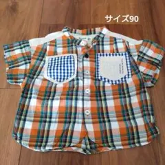 RAGMART チェック柄ノーカラーシャツ 90cm