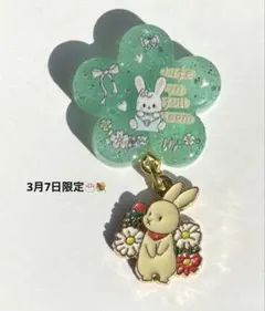 再販不可。うさぎレジンヘアゴムブローチ