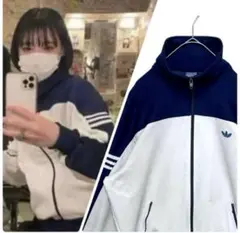【希少6号‼️】アユニD着 adidasトラックジャケット デサント 紺白 古着