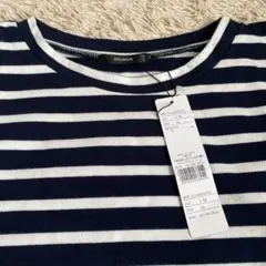 【MURUA】 ストライプ長袖ワンピース　M 新品タグ付き　ネイビー　ホワイト