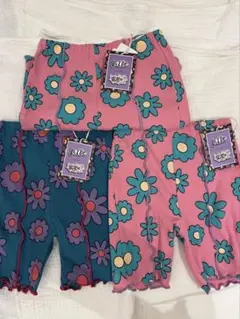 未使用　キッズフラワープリントスパッツ3点セット　90 110 リトシー