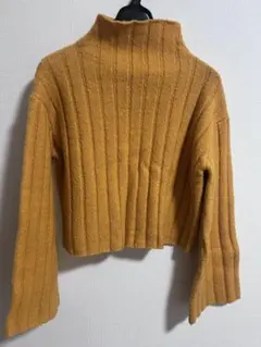 リブ編みニット　2PINK Mサイズ マスタード