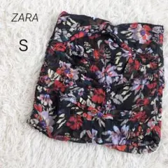ザラ ZARA 花柄 ミニスカート シャーリング ギャザー y2k 春夏のサムネイル