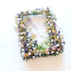 新品 未使用 ドライフラワー リース 窓枠 フレーム ミモザ 春待ちリース