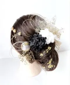 no.4511 成人式髪飾り　成人式　髪飾り　ヘアアクセ　水引　金箔　ゴールド