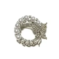 B259 パール 蝶 butterfly サークル リース シルバー ブローチ