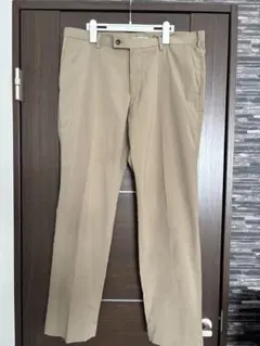 UNIQLO ベージュ スラックス ボタン付き　スリムフィット　メンズ　LL