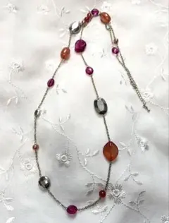 ヴィンテージネックレス ビーズ ガラス玉パール アンティーク ゴールドチェーン②