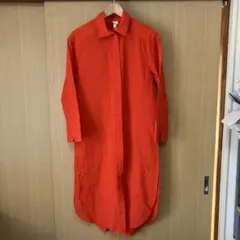 H&M 長袖シャツワンピース オレンジ XSサイズ