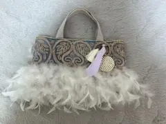 サハバイエリー クリーム フリルバッグ トートバッグ 美品 