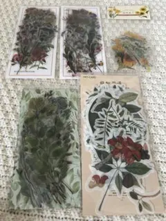 植物デザインのデコレーションシールセット 海外 コラージュ シール