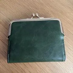 新品未使用 二つ折り財布 がま口 グリーン