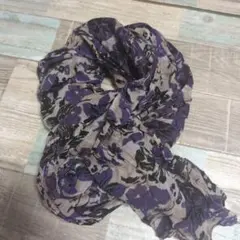 Green Label 　Relaxing花柄ストール 紫・黒