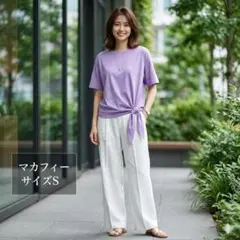 【美品】MACPHEE 半袖ブラウス 紫 S コットン100% 日本製 夏のサムネイル
