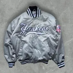 90s スターター ニューヨークヤンキース ナイロンスタジャン L シルバー