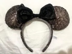 ミニー　スパンコールカチューシャ　黒と茶色