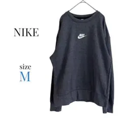 ナイキ【M】トレーナー スウェット 長袖ワンポイントロゴ刺繍 カジュアル グレー