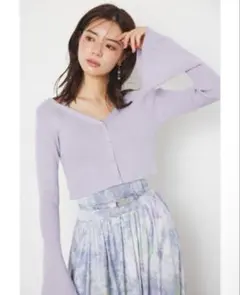 rienda 長袖カーディガン ボレロ 薄めのパープル
