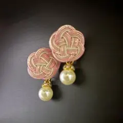 【水引ピアス】梅結び ラメピンク☆