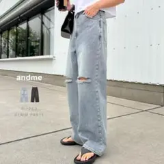 新品未使用タグ付き♡アンドミー　andme リップデニムパンツ ダメージデニム
