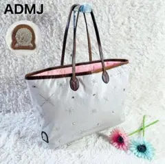 新品・未使用】ADMJ ショルダーバッグ グレー クリスタル装飾 - メルカリ