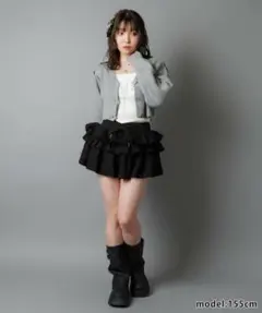 SPINNS フリルスカート ブラック