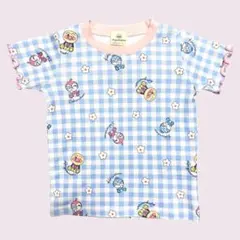 アンパンマン ギンガムチェック 半袖 Tシャツ 水色 ピンク 90㎝のサムネイル