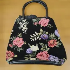 花柄巾着ハンドバッグ