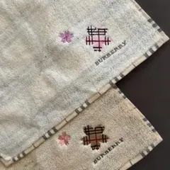 BURBERRY タオルハンカチ 花柄 チェック柄