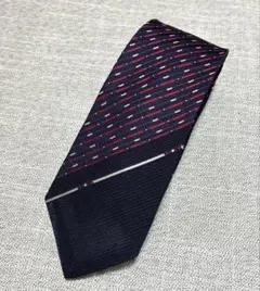 ネイビー ストライプ シルク ネクタイ 和柄