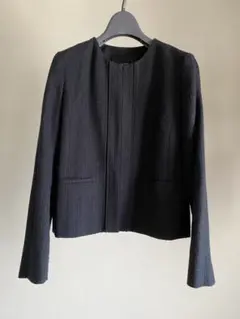 【グリーンレーベルリラクシング】ツイードボレロジャケット（34/XS・ネイビー）