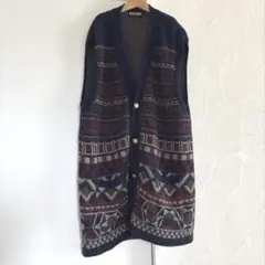vintage 昭和レトロ古着メンズニットカーディガンロングニットベスト