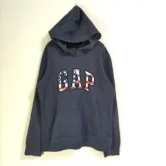 〈ギャップ〉パーカー　スウェット　裏起毛　ロゴ　紺　М