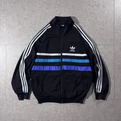 90s adidasアディダストラックジャケット刺繍ロゴトレフォイル黒短丈Y2K