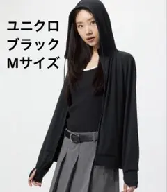 ユニクロ UNIQLO エアリズムUVカットフルジップパーカー M ブラック