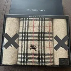 バーバリー　バスタオル　フェイスタオル バーバリーフェイスタオルバスタオルセット三枚刺繍チェックお得