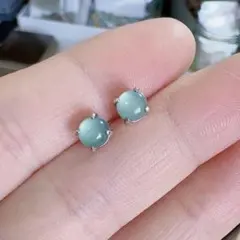 R2M-0483天然本翡翠《本物保証》 藍水翡翠ピアス